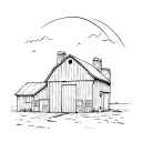 old barn building tattoo design idea