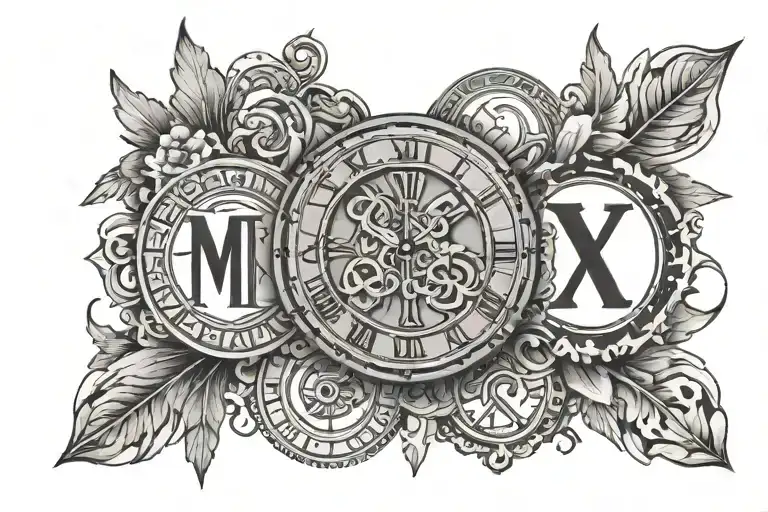 Simple Roman numerals horizontally next to each other tattoo design idea