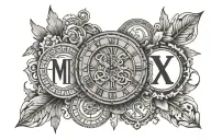Simple Roman numerals horizontally next to each other tattoo design idea