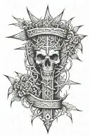 crown of thorns wrap around calf with Christian cross tattoo tattoo design idea