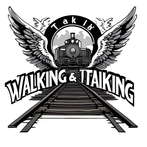"Walking & Talking" "Walking & Talking" train tracks and angel wings tattoo design idea