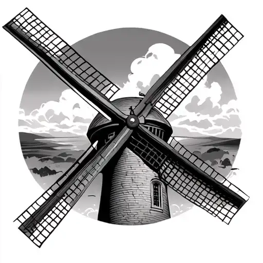 Dutch Windmill tattoo design idea