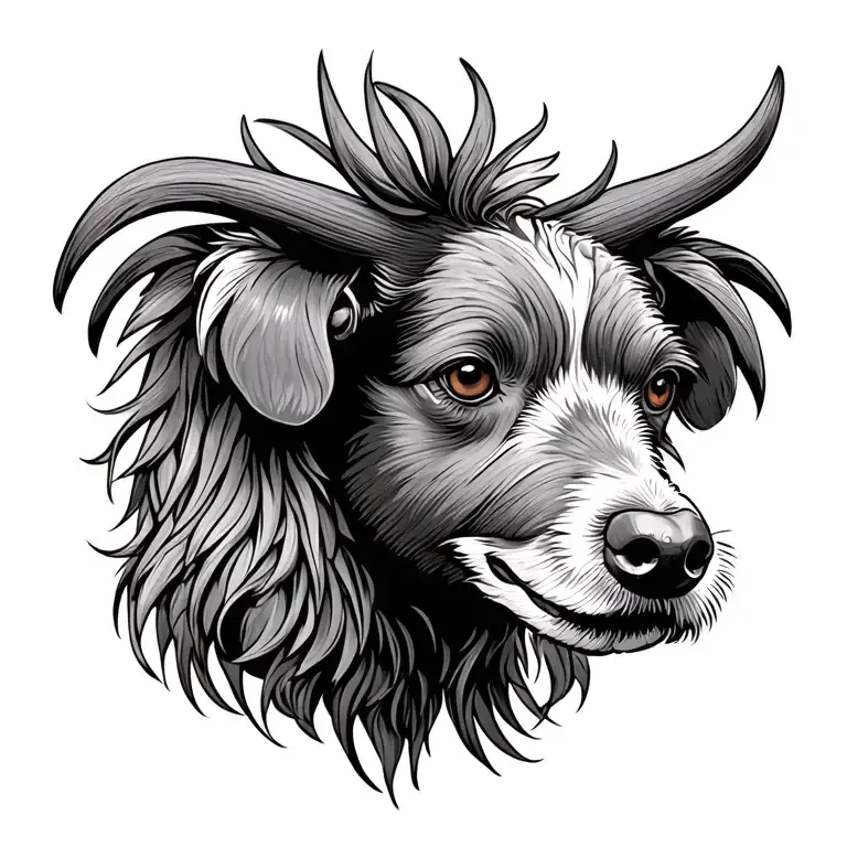 carabao rooster dog tattoo design idea