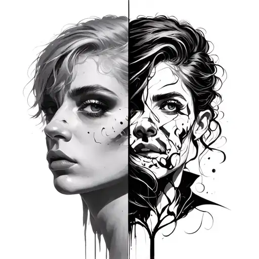 Split Personality tattoo design idea