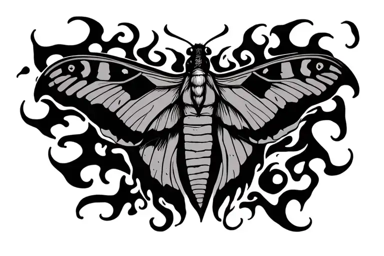 moth and flame semi colon tattoo design idea