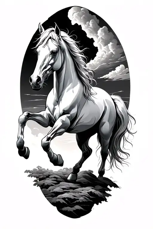 “Then I saw heaven opened, and behold, a white horse! The one sitting on it is called Faithful and True, and in righteou tattoo design idea