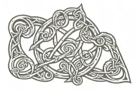 reversed triquetra thorn heart shaped lock tattoo design idea