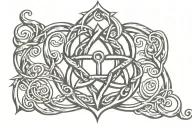 reversed triquetra thorn heart shaped lock tattoo design idea