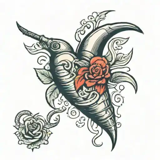 worm heart tattoo design idea