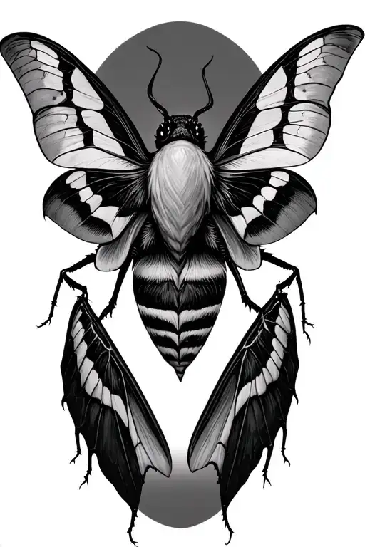 dark scary moth tattoo design idea