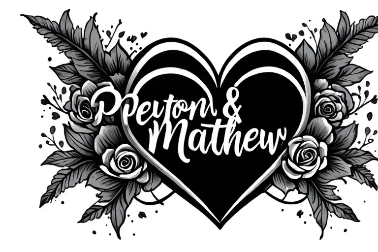 "Peyton & Matthew " infinity heart intertwined tattoo design idea