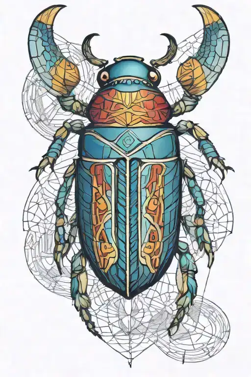 colored scarab beetle tattoo design idea