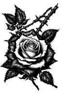 Rose and stem wrapped in barbed wire memorial tattoo tattoo design idea