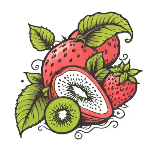 kiwi strawberry tattoo design idea