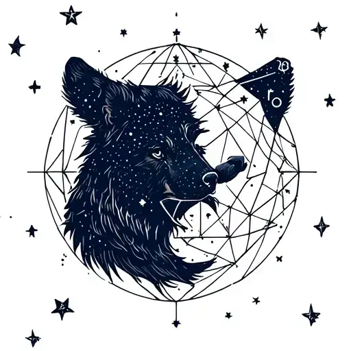 Ursa Major constellation with stars moon tattoo design idea