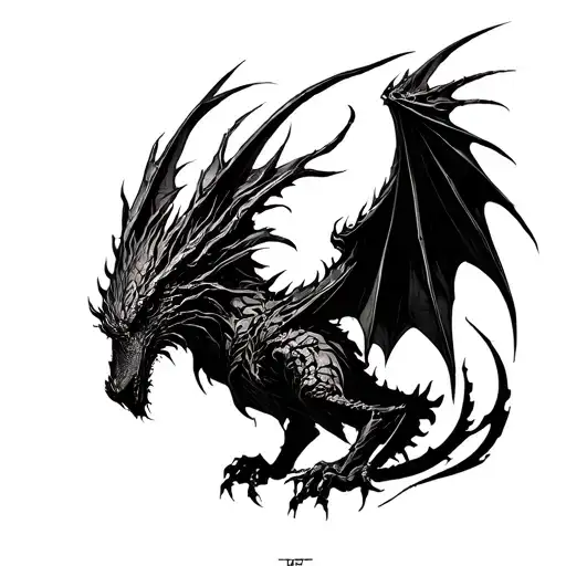 Kintsugi Bahamut tattoo design idea