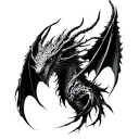 Kintsugi Bahamut tattoo design idea