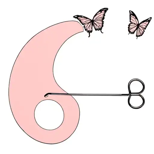 Semicolon with butterfly and safety pin emerging towards tattoo design idea