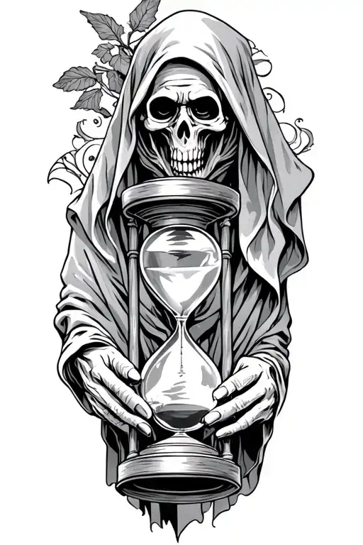 grim reaper holding hourglass tattoo design idea