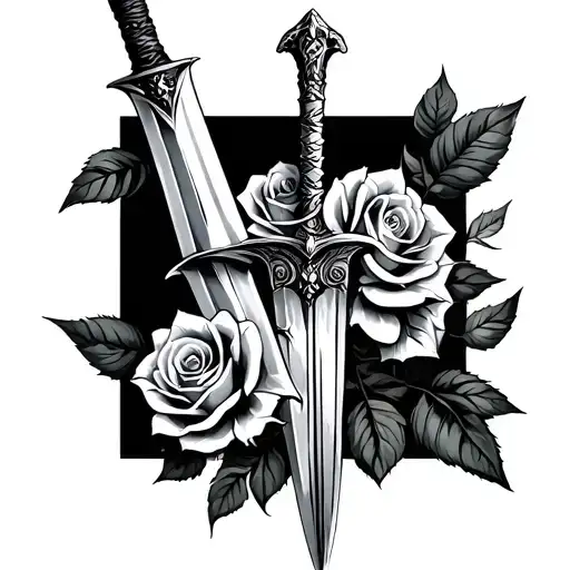 Sword With Roses Simiple 3225+ Sword With Roses Tattoo Ideas in 2025 - BlackInk AI
