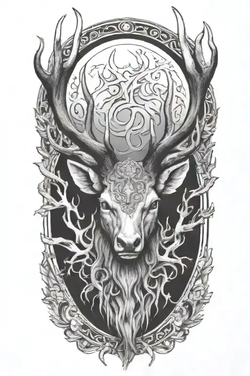 Rings on base of antlers tattoo design idea