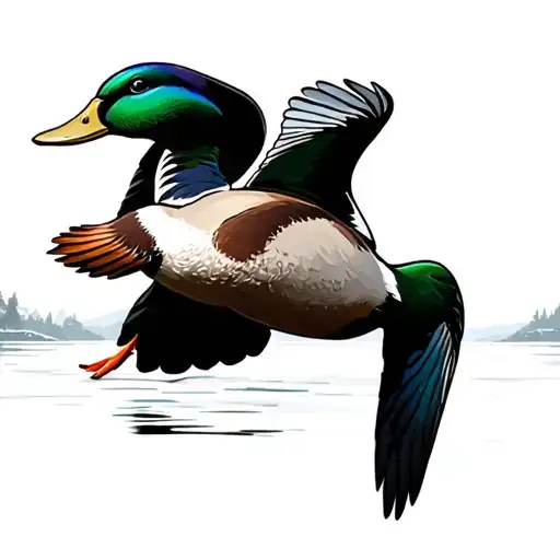 duck flying tattoo design idea