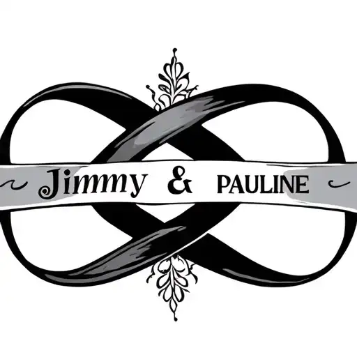  tattoo that incorporates the infinity symbol, the name Sophie. The names Jimmy and Pauline on the outer of the  tattoo design idea