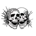 laugh now cry later skulls tattoo design idea