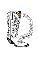 cowboy boot with flowers says cowgirl tattoo design idea