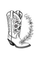cowboy boot with flowers says cowgirl tattoo design idea