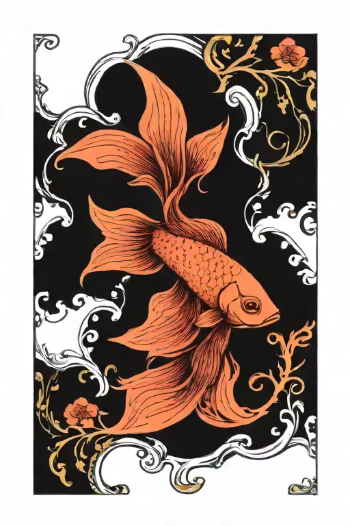 betta fish long tail tattoo design idea