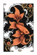 betta fish long tail tattoo design idea