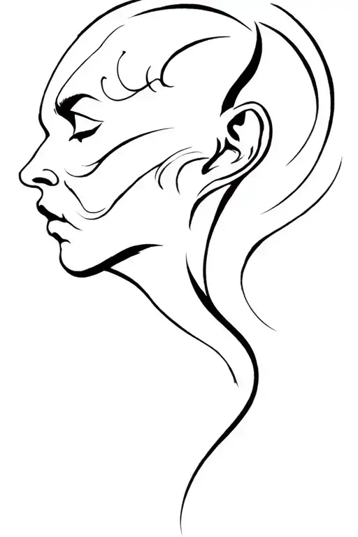 The devil whispers to the ear tattoo design idea