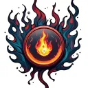 Flame and ignition button tattoo design idea