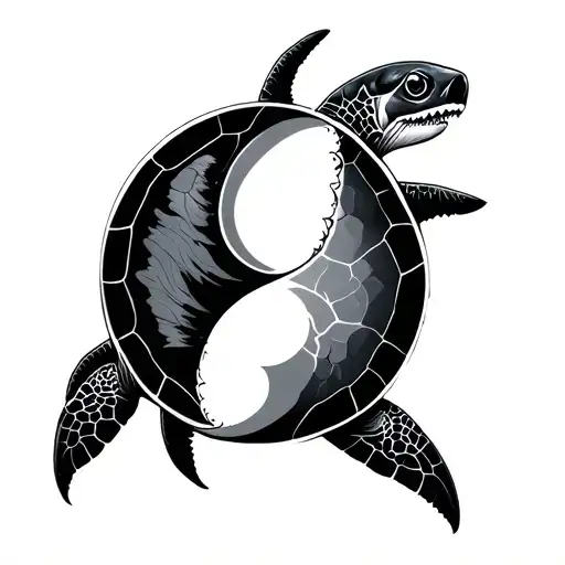 turtle and shark Yin Yang tattoo design idea