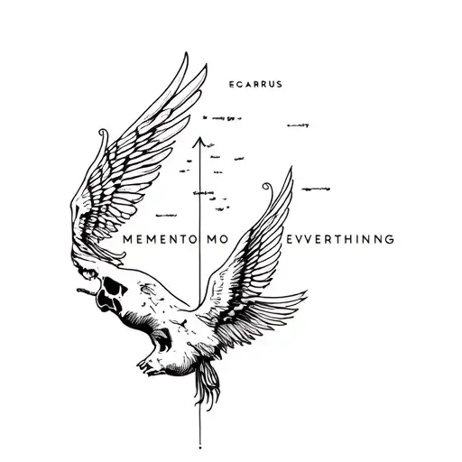 Eudaimonia with Icarus Falling and Memento Mori on the base of everything. tattoo design idea