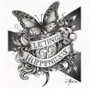 "Letting go is happiness" write tattoo design idea