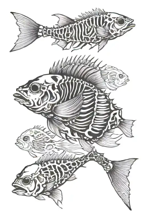 fish skeleton tattoo design idea