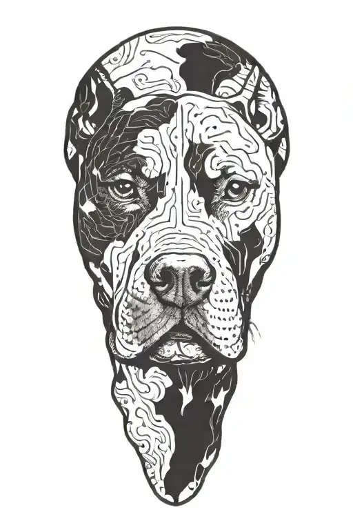 pitbull head and background tattoo design idea