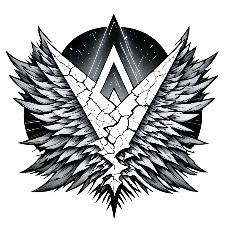 Top: an upward-pointing triangle (stylized arrow) – symbol of ascension, of clarity.Middle: an incomplete or cracked c tattoo design idea