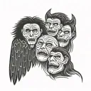 Make a tattoo design based of the Arctic Monkeys song, “Perhaps Vampires is a bit strong but…” tattoo design idea