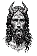 jesus face morphing demons tattoo design idea