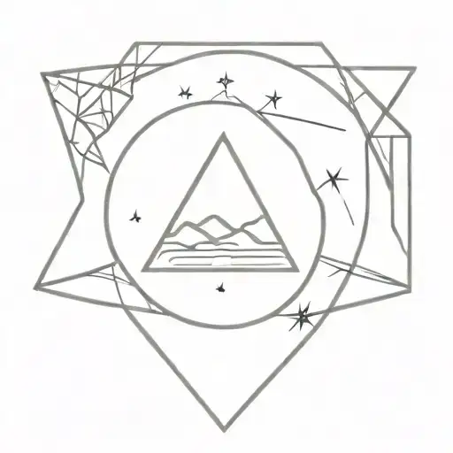 small icon 3 triangles, within small scenes with jedi tattoo design idea