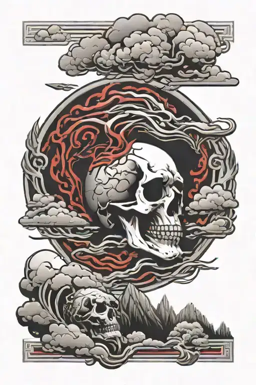 1of1 red clouds backround everyone wants to eat but few are will to hunt dont quit tattoo design idea