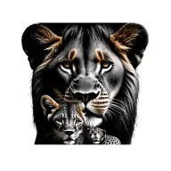 lioness and cubs face only tattoo design idea