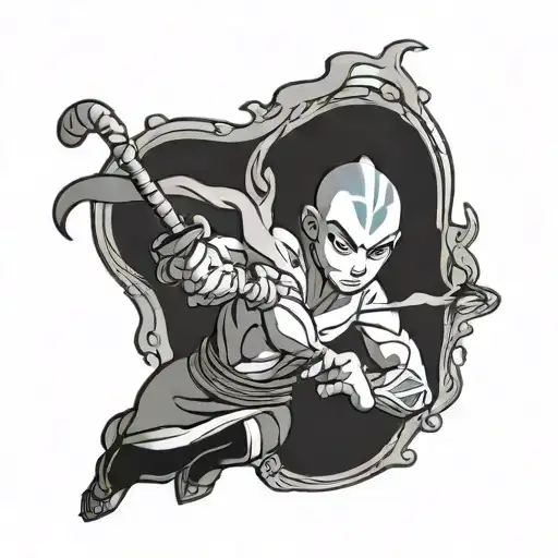 avatar the last air bender aang sleeve tattoo design idea