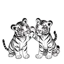 two tiger cubs playing together tattoo design idea