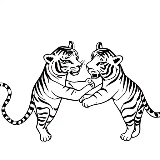 two tiger cubs playing together tattoo design idea