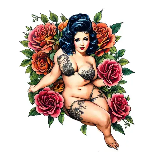 nsfw curvy pinup tattoo design idea
