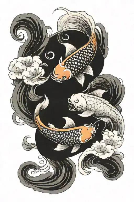 2 koi fish yin yang tattoo design idea